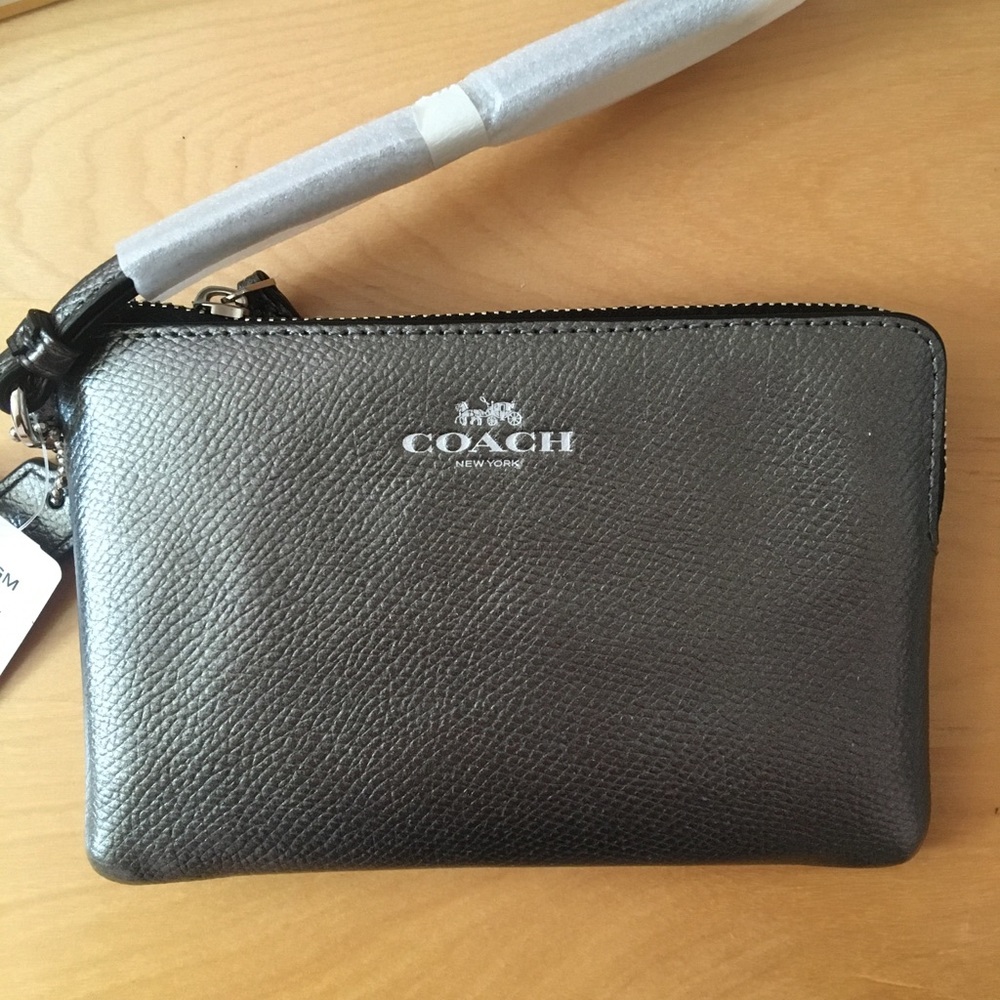 Coach Silver Clutch Wristlet